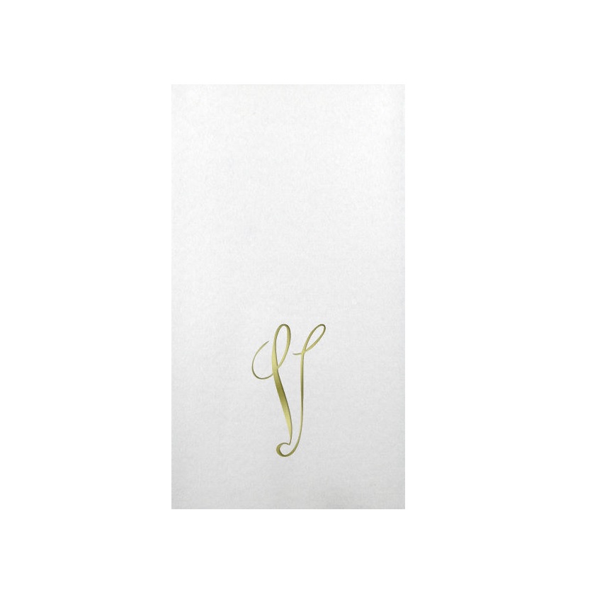 Linun Gold Antoinette Initial Guest Paper Napkins