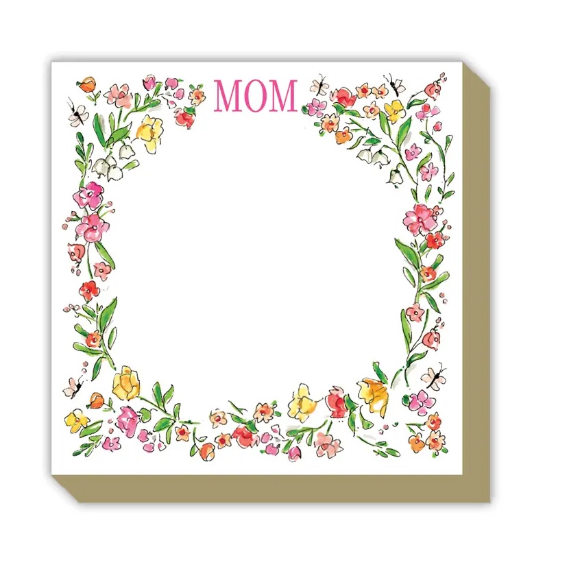 MOM with Fresh Floral Border Luxe Notepad