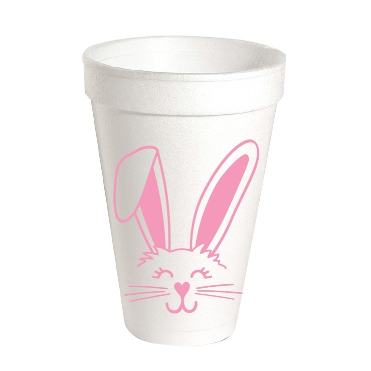 Pink Bunny Face Styrofoam Cup