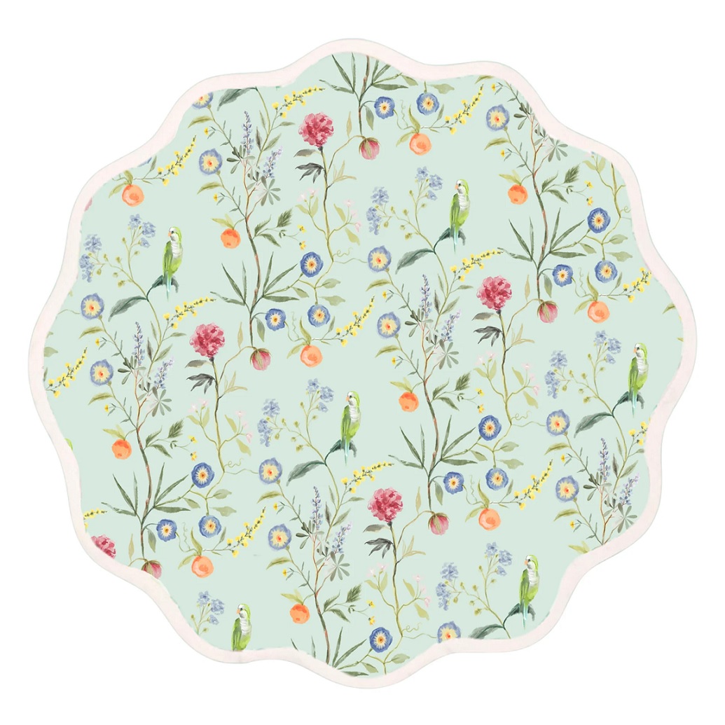 Round Scalloped Placemat | Jardin de Fleurs-Sage