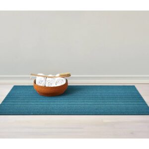 Turquoise Skinny Stripe Shag Mat by Chilewich 18" x 28"