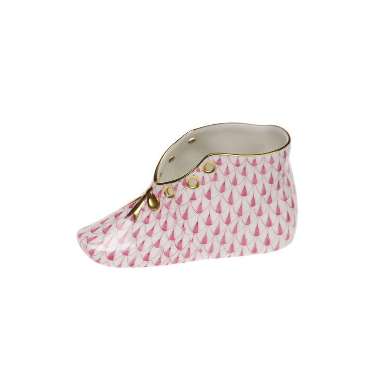 Herend Fish Scale Baby Shoe - Raspberry