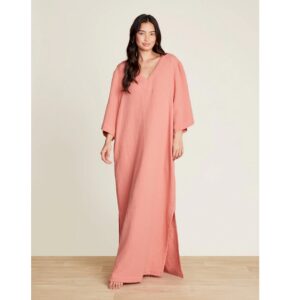 Malibu Collection® Sun Soaked Crinkle Cotton V-neck Caftan - Sunkiss Coral
