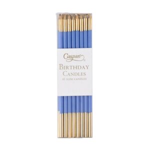 Caspari Birthday Slim Birthday Candles in French Blue & Gold