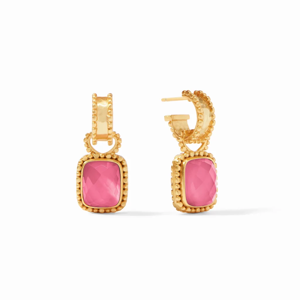 Julie Vos Marbella Hoop & Charm Earring - Iridescent Peony Pink