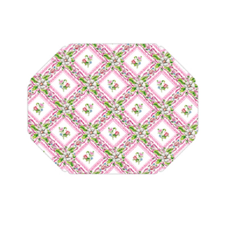 Pink Floral Lattice Diecut Paper Placemats