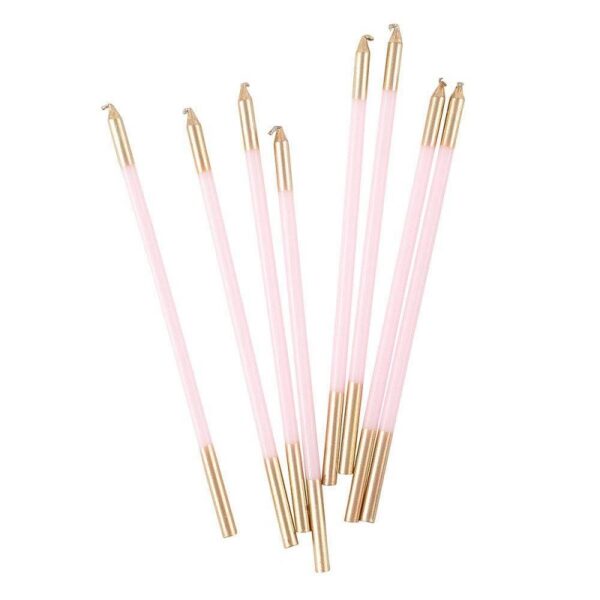 Caspari Birthday Slim Birthday Candles in Petal Pink & Gold