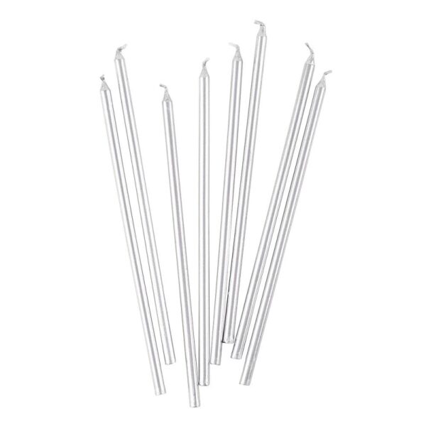 Caspari Birthday Slim Birthday Candles in Silver