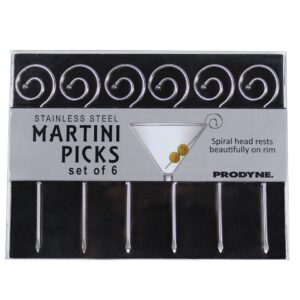 Spiral Stainless Steel Martini Picks - Set of 6