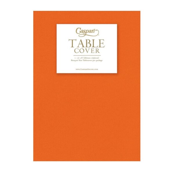 Caspari Paper Linen Solid Table Cover in Tangerine