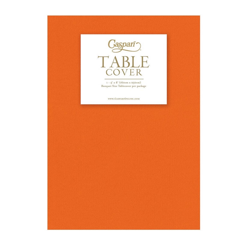 Caspari Paper Linen Solid Table Cover in Tangerine