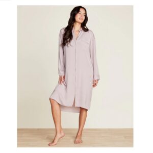 Washed Satin Piped Nightshirt - Feather