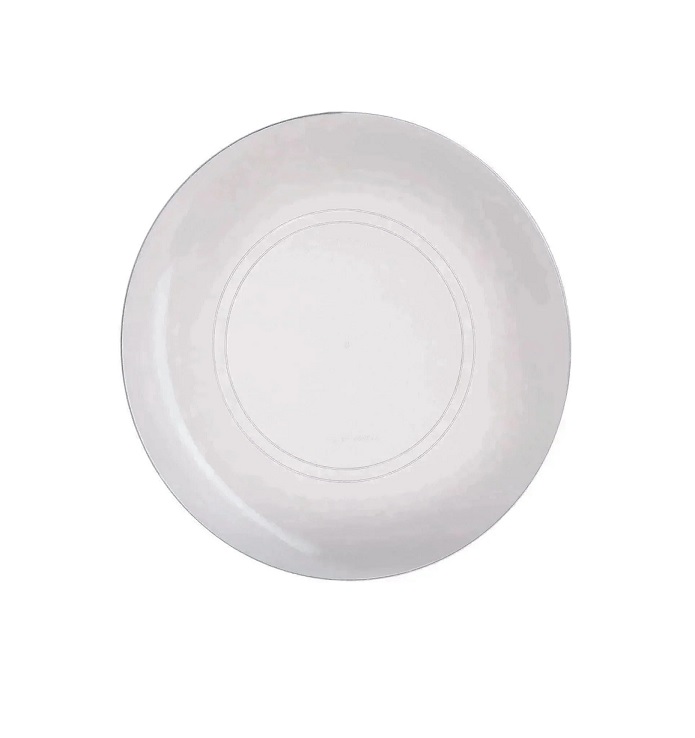 Round Plastic Appetizer Plates - Clear/Silver