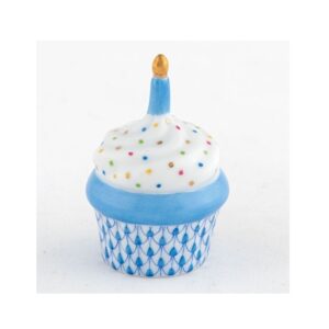 Herend Cupcake with Candle - Blue
