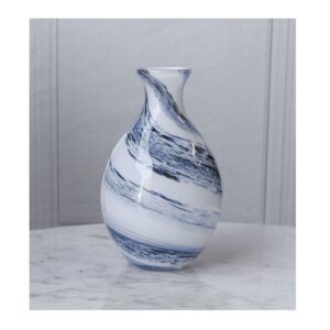 GLASS Blue and White Alabaster Tall Vase