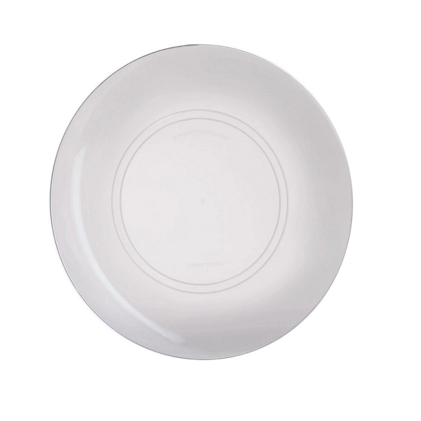 Round Plastic Dinner Plates - Clear/Silver