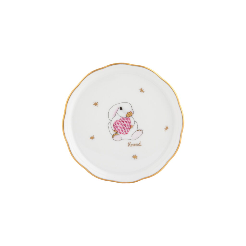 Herend Coaster with Bunny - Pink