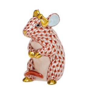 Herend Mouse With Bow - Rust