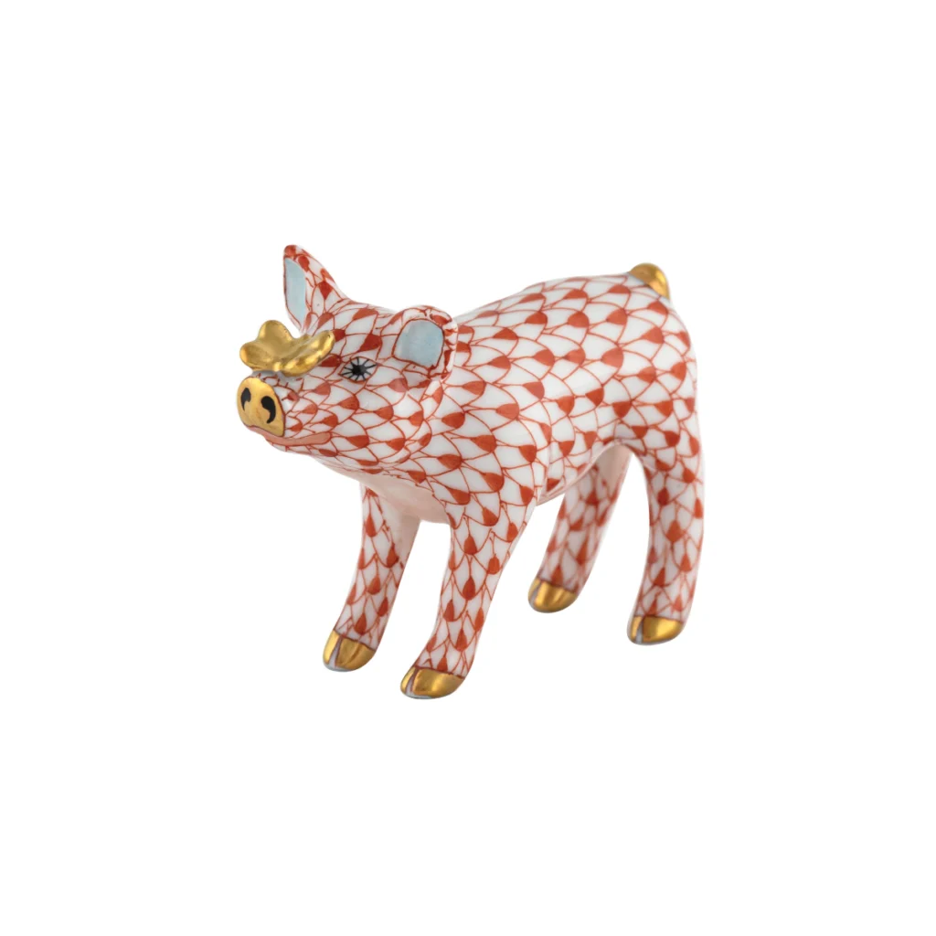 Herend Pig with Butterfly - Rust