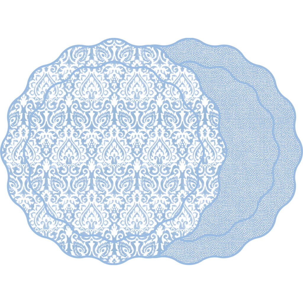 Holly Stuart Scallop Two-Sided Placemat - Damask Denim
