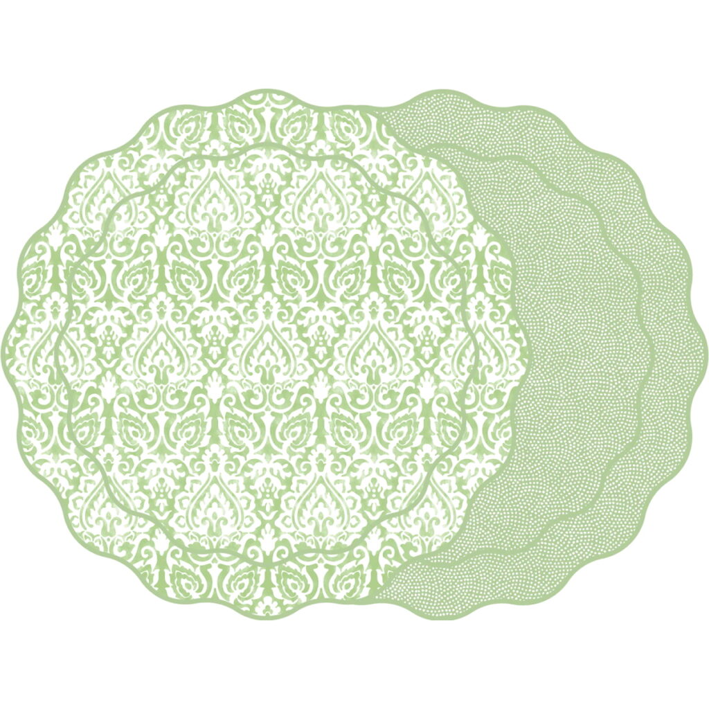 Holly Stuart Scallop Two-Sided Placemat - Damask Grass