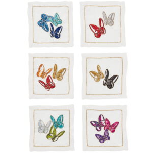Kim Seybert Butterflies Multicolor Cocktail Napkin Set of 6
