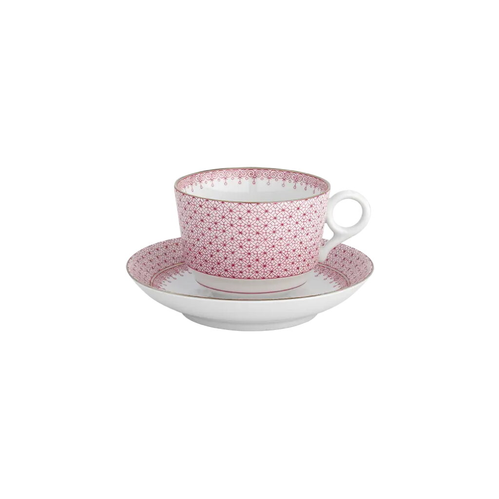 Mottahedeh Pink Lace Teacup & Saucer