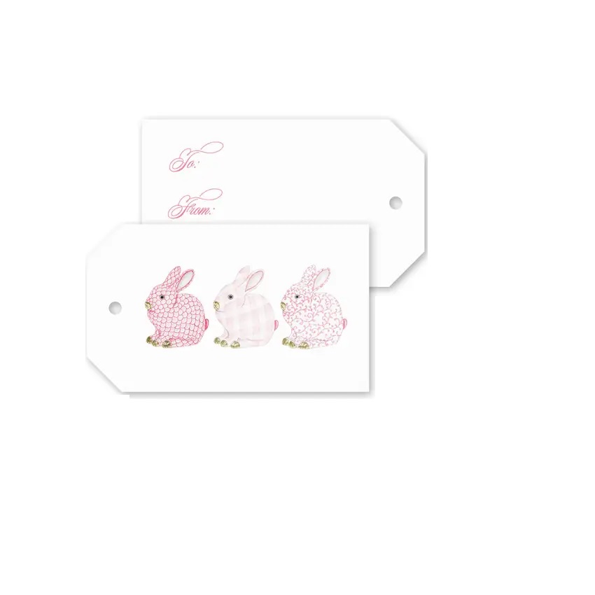 Porcelain Bunnies Pink Gift Tags