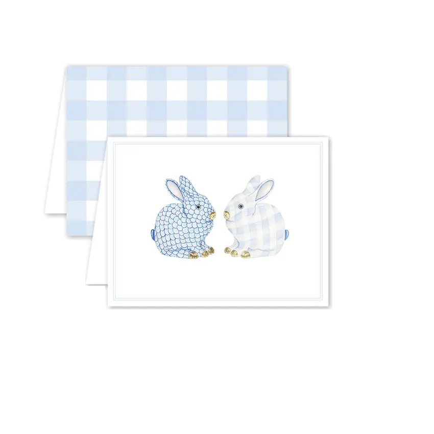 Porcelain Bunnies Note Cards - Blue