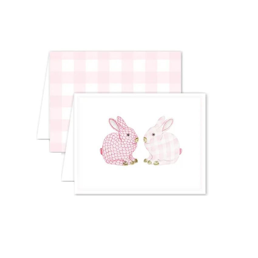 Porcelain Bunnies Notecards - Pink