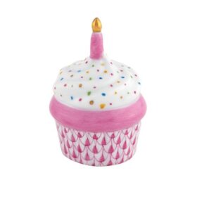 Herend Cupcake with Candle - Raspberry
