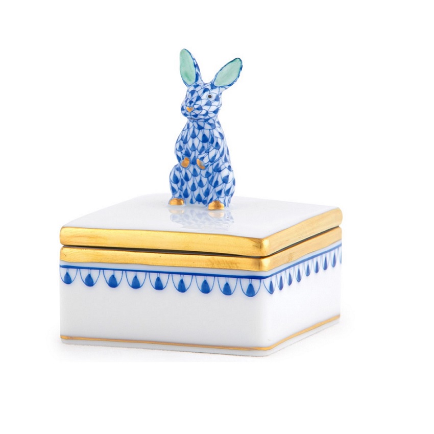 Herend Bunny Box - Sapphire
