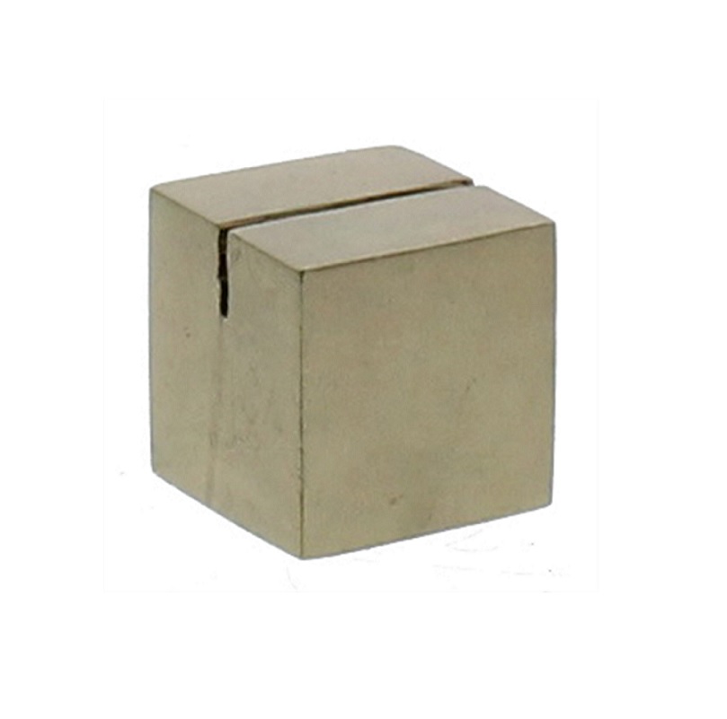 Cast Iron Cube Place Card Holder - Brass