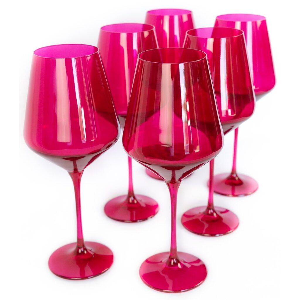 Estelle Wine Glass Set - Fuchsia