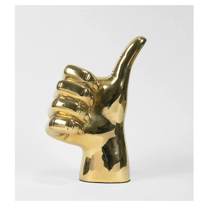 Thumbs Up or "Gig 'Em, Aggies" Hand Sign Sculpture in Brass