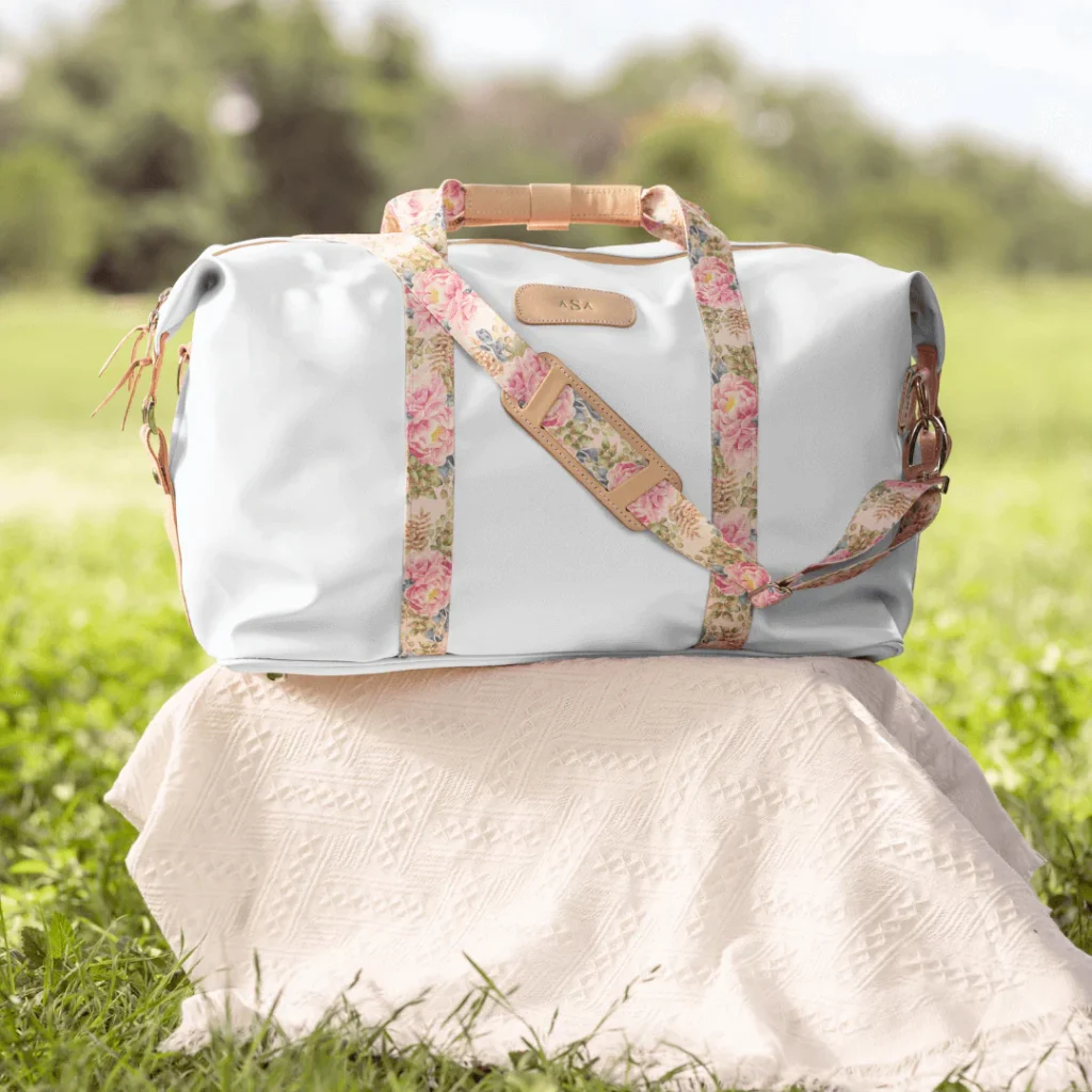Jon Hart Weekender - White with Peony Webbing