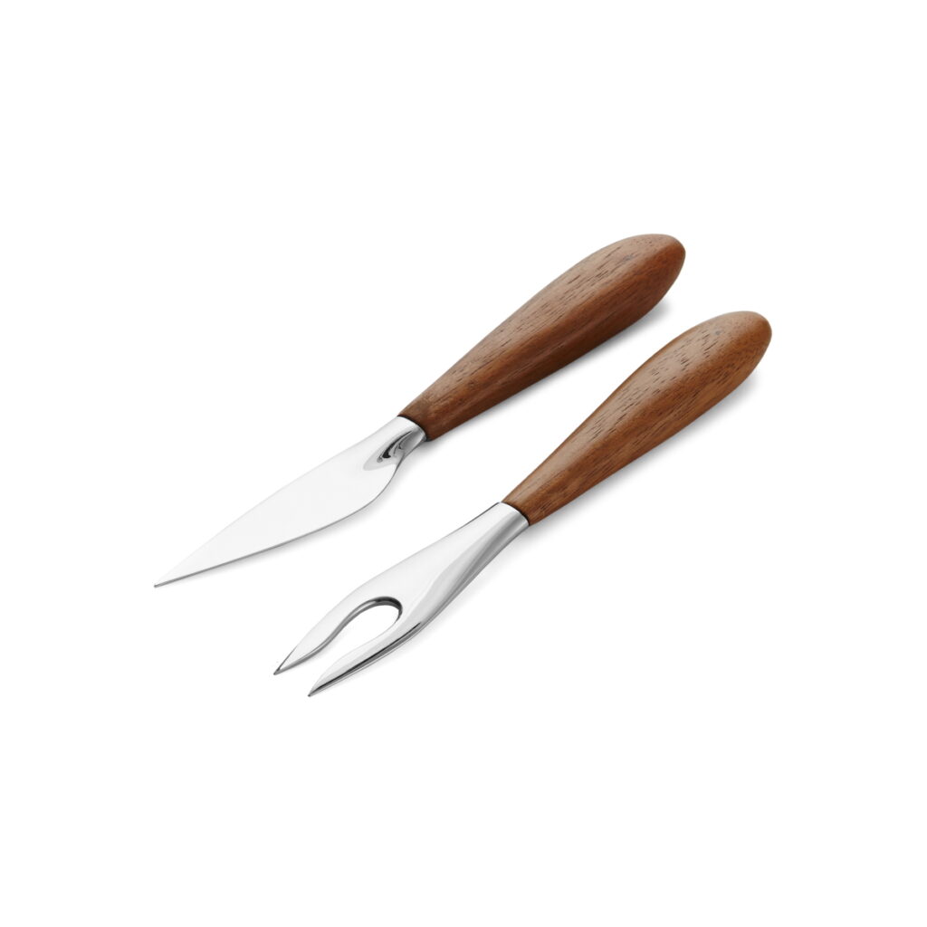 Nambé Curvo Cheese Knife and Fork Set