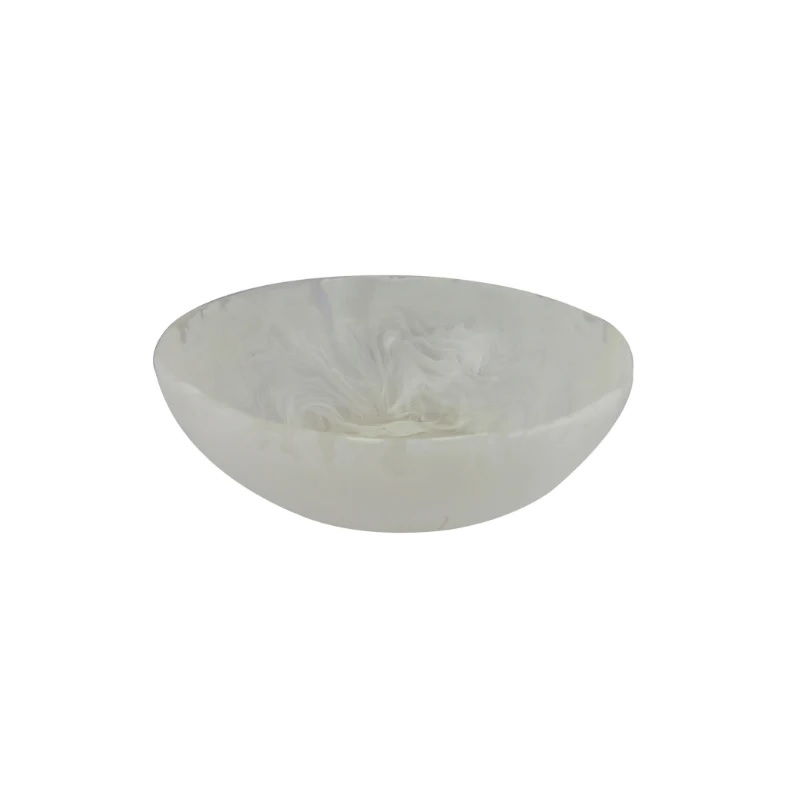 Small Resin Wave Bowl - White Swirl