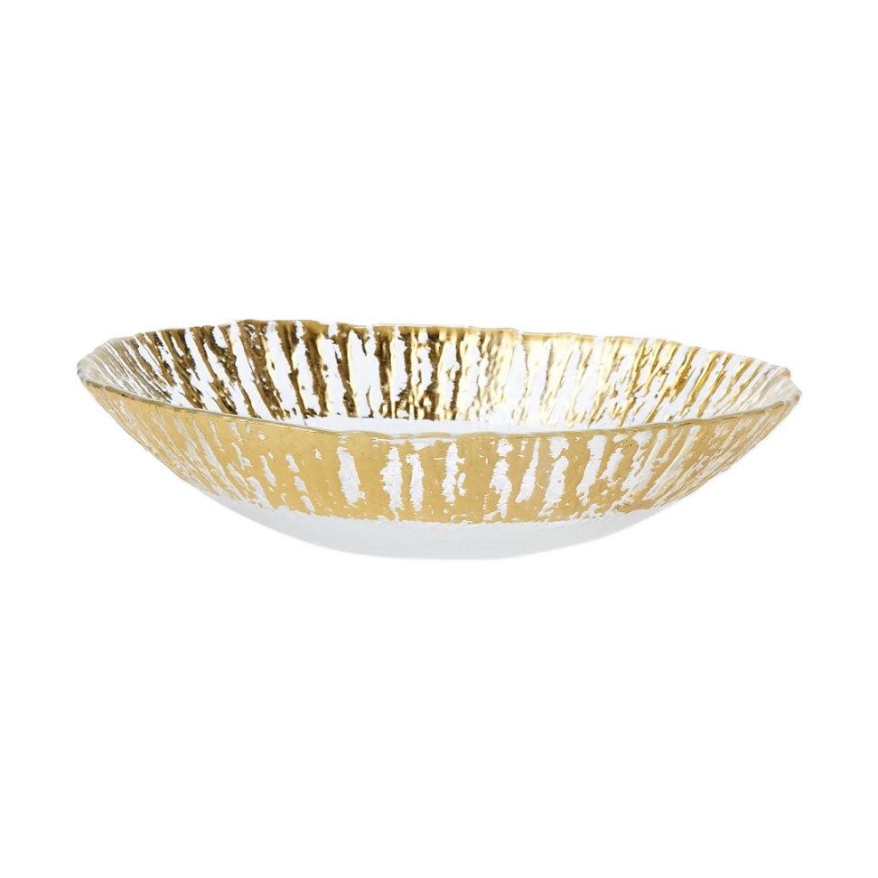 Vietri Rufolo Medium Oval Glass Bowl - Gold