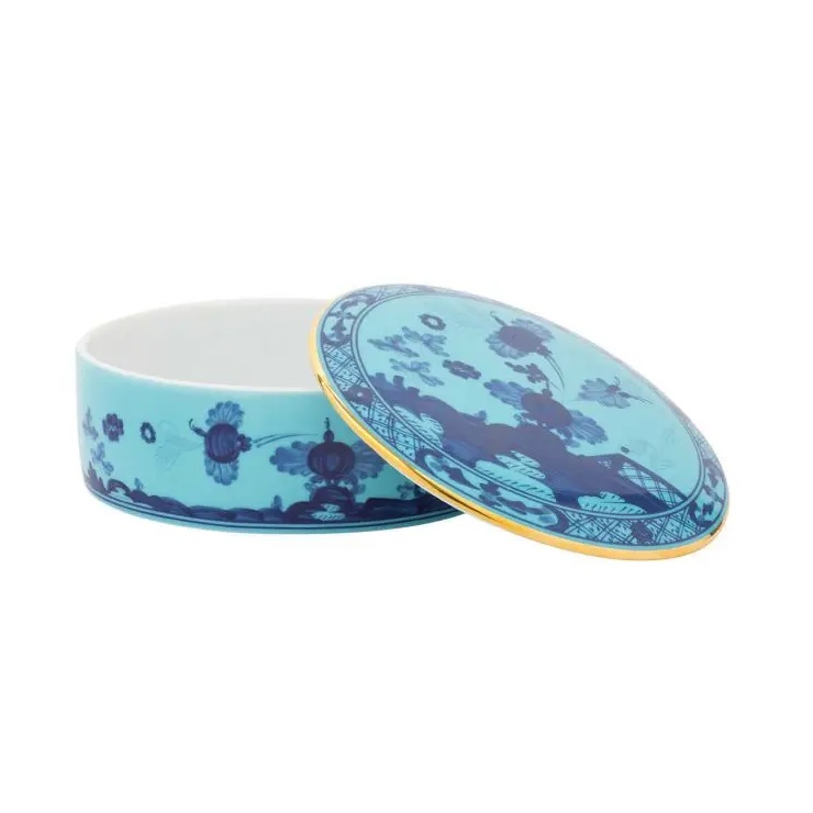 Oriente Italiano Iris Gold Round Box With Cover