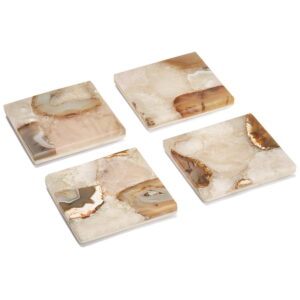 Agate Coasters with Marble Base