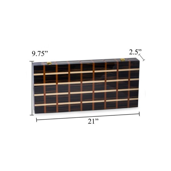 Art Deco Design 21" Backgammon Set with Multi-Color Wood Inlay