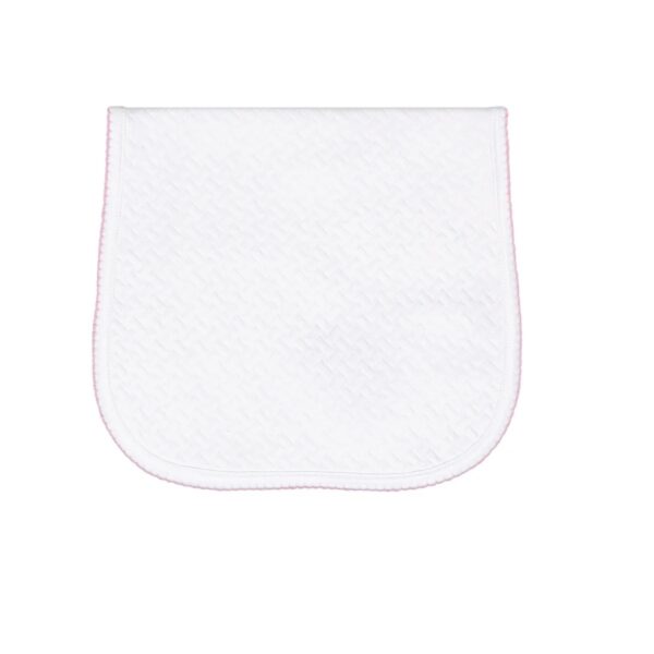 Nellapima Basket Weave Baby Burp Cloth - Pink Picot Trim