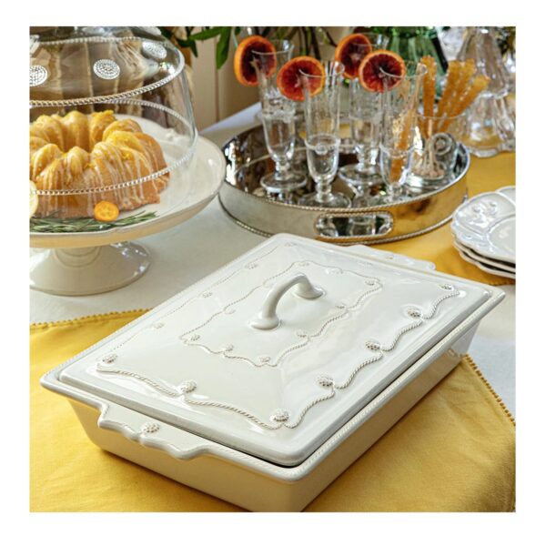 Juliska Berry & Thread 13" Rectangular Baker with Lid - Whitewash