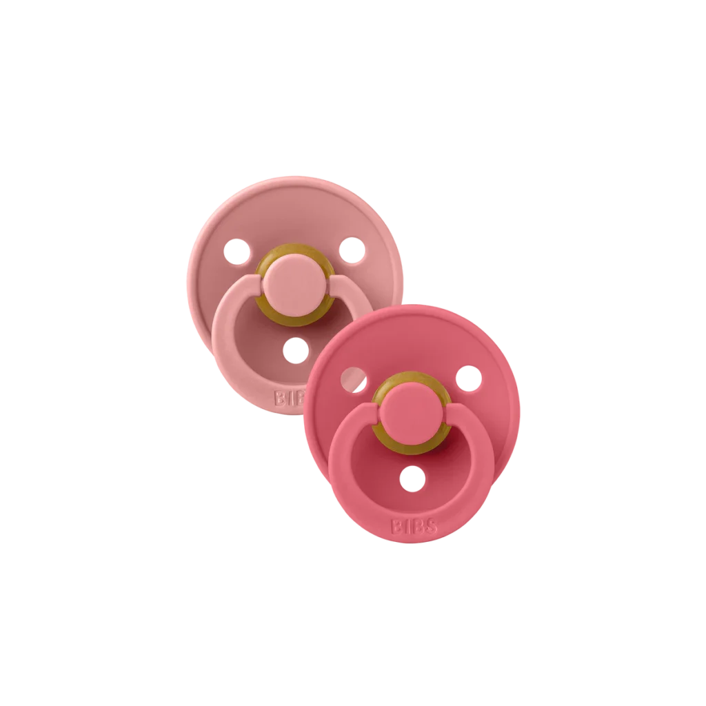 Bibs Colour 2 Pack Pacifier Set - Dusty Pink Coral