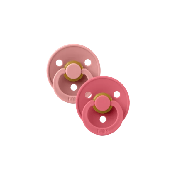 Bibs Colour 2 Pack Pacifier Set - Dusty Pink Coral