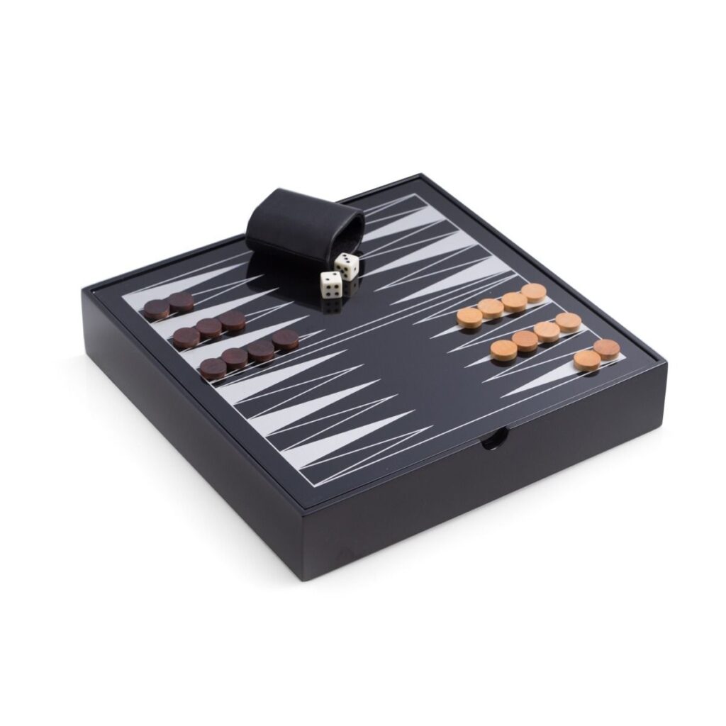 Black Lacquered Wood Multi Game Set