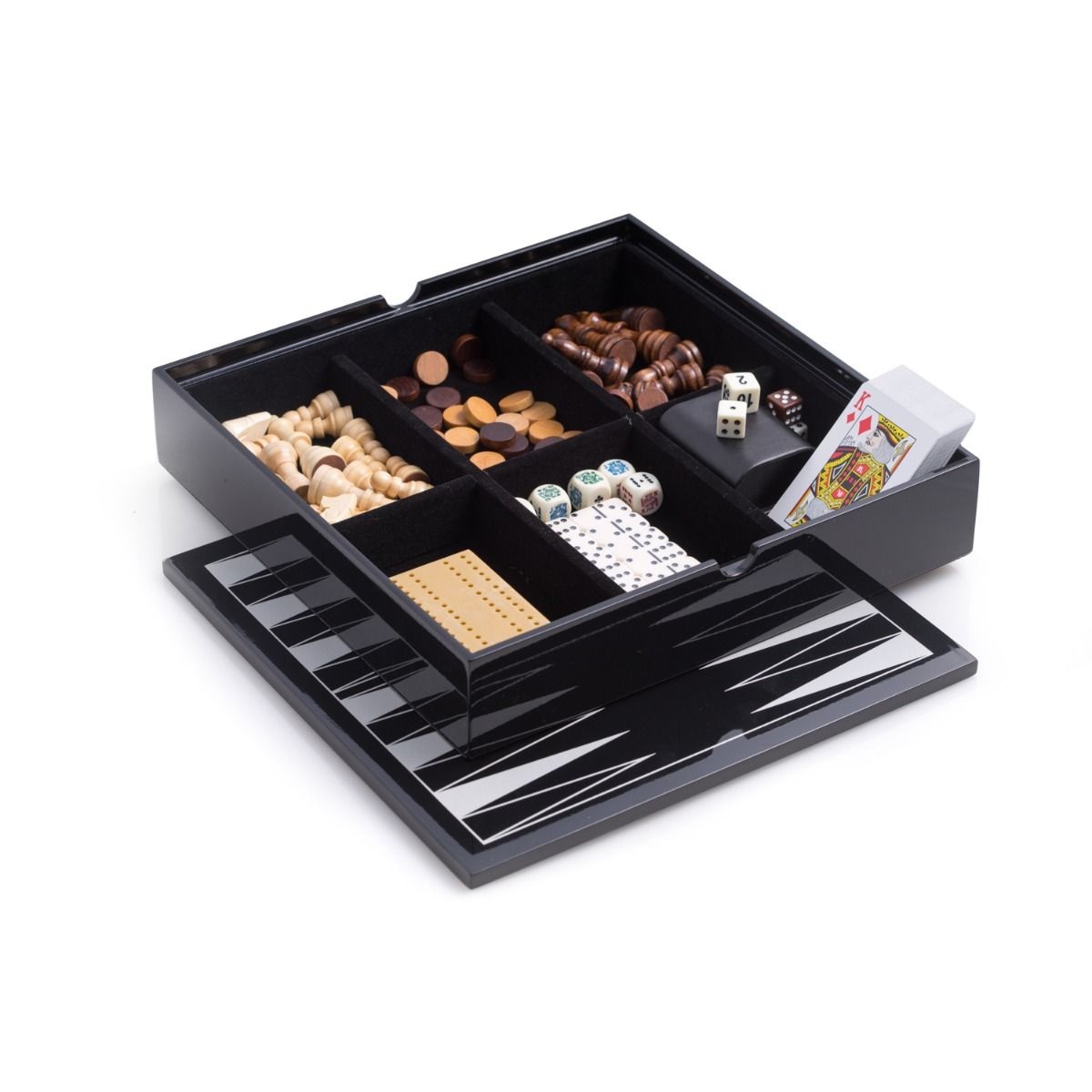 Black Lacquered Wood Multi Game Set | Berings