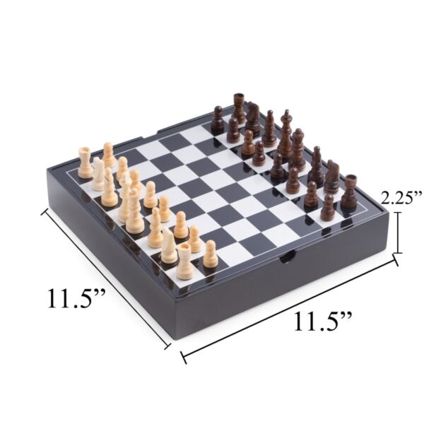 Black Lacquered Wood Multi Game Set