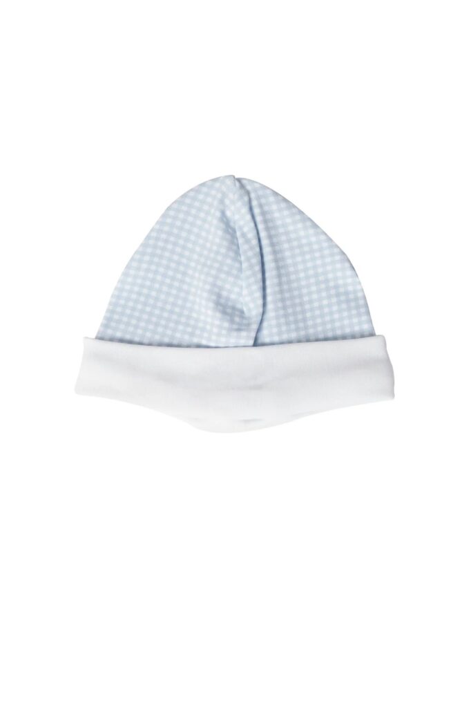 Blue Gingham Baby Hat